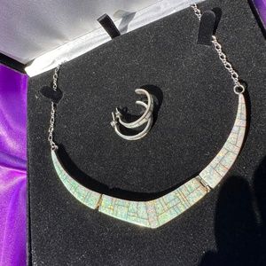 David Rosales Opal and Onyx Reversible Necklace with Earrings